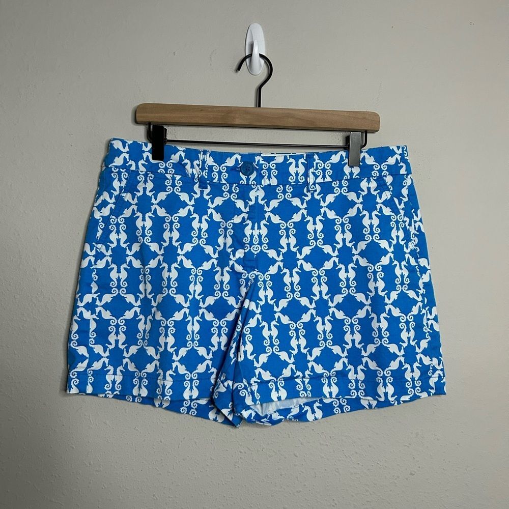 Crown & Ivy Seahorse Print Blue & White Shorts Size 12